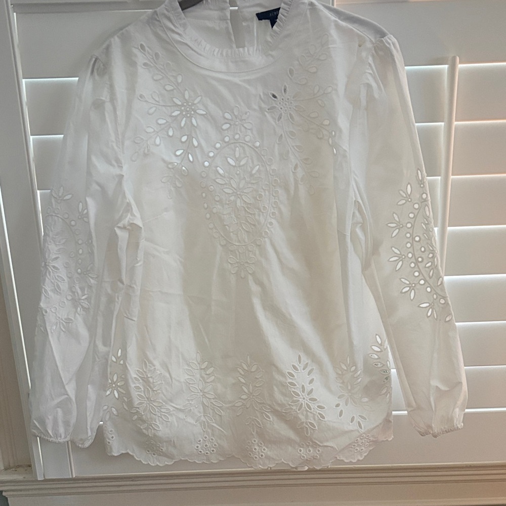 J. Crew White Eyelet Blouse